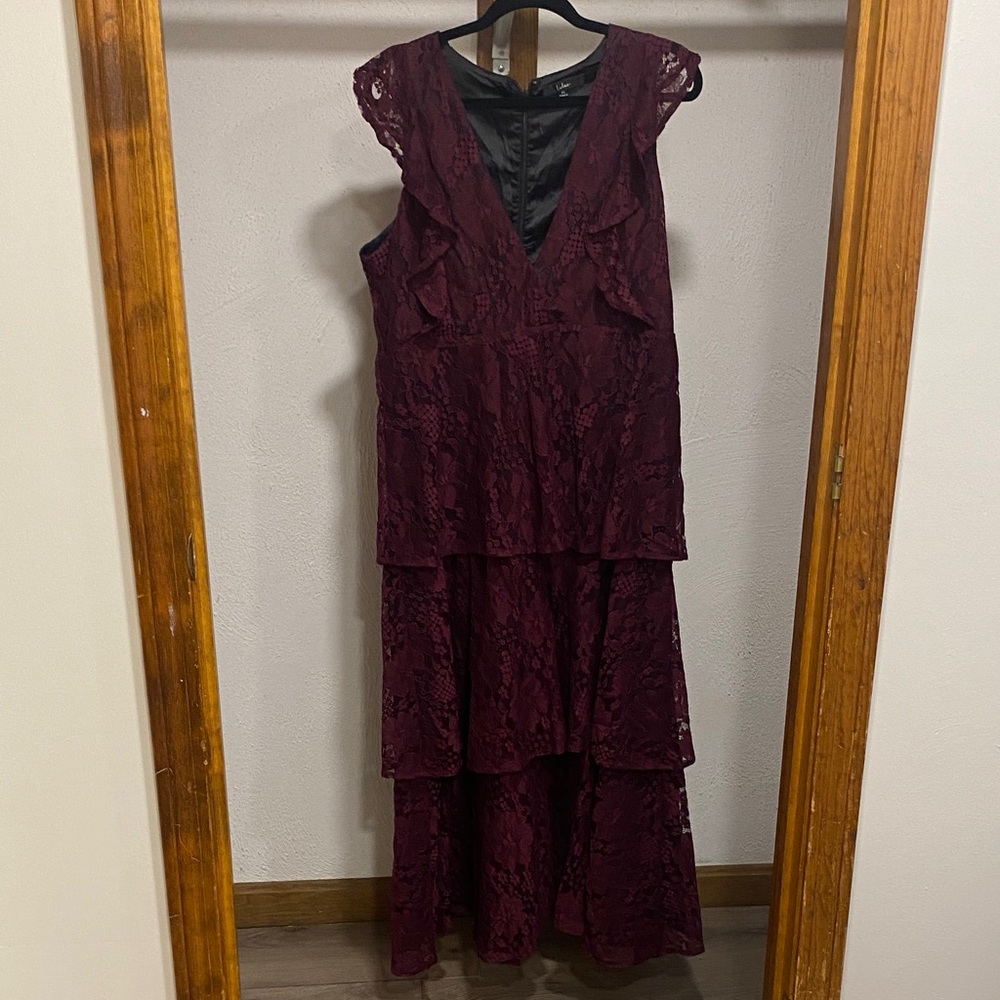 Lulu's Burgundy Lace High-Low Dress
